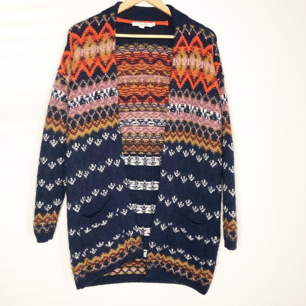 Boden Fair Isle Open Cardigan Sweater Coat